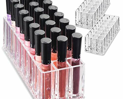 byAlegory Acrylic Lip Gloss Organizer & Beauty Makeup Holder | 24 Space Organization Container Storage For Tall Lip Gloss / Lipstick Products - Clear