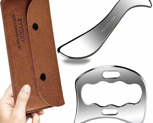 BYYDDIY 2 in 1 Stainless Steel Muscle Scraper Tools Set Gua Sha Massage Scraper Scraping Tool