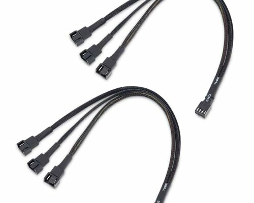 Cable Matters 2-Pack 3 Way 4 Pin PWM Fan Splitter Cable 12 Inches, PC Fan Splitter 1 to 3 Converter, PC Fan Extension Cable