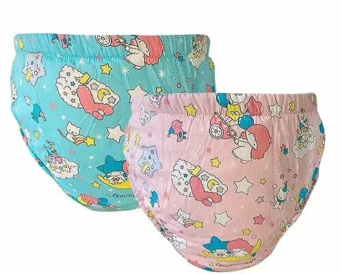 Can Be Reused Permanent Washable Adult Baby Potty Diaper Training Underwear ABDL Incontinence Waterproof Training Incontinence Booster Pads Pants 2 Packs (Pink & Blue, M)