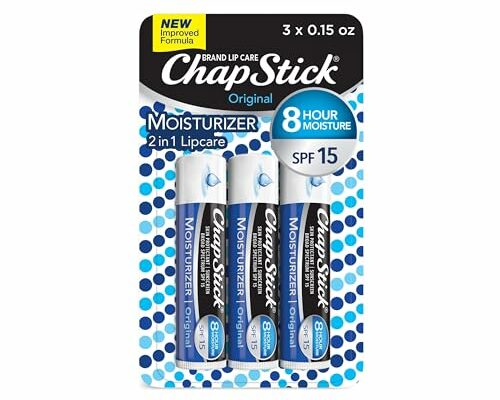 ChapStick Moisturizer Original Lip Balm Tubes, SPF 15 and Skin Protectant - 0.15 Oz, 3 Count (Pack of 1)