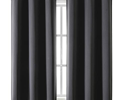 ChrisDowa Grommet Blackout Curtains for Bedroom and Living Room - 2 Panels Set Thermal Insulated Room Darkening Curtains (Dark Grey, 42 x 63 Inch)