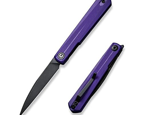 CIVIVI Clavi Folding Knife, Gentleman's Knife Front Flipper Knife for Everyday Carry, 3.06" Nitro-V Steel Blade Purple G10 Handle Pocket Knife for EDC Ostap Hel Designed C21019-2