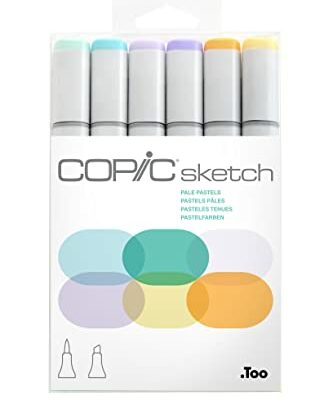 Copic Alcohol Sketch Marker Set, Pale Pastels, 6 Count (Pack of 1)