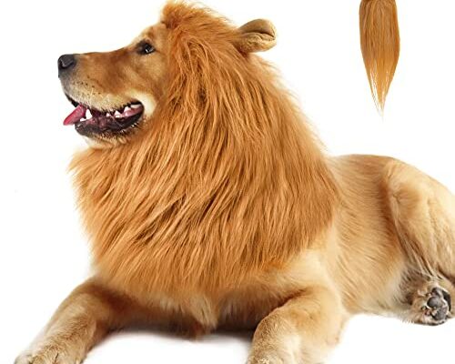 CPPSLEE Lion Mane for Dog Costumes, Dog Lion Mane, Realistic Lion Wig for Medium to Large Sized Dogs, Large Dog Halloween Costumes, Lion Mane for Dog, Halloween Costumes for Dogs (Brown)