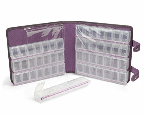 CRAFT MATES Bead Organizer and Plastic Storage Containers for Crafts, Buttons, Pins and More, 56 Locking Compartments, Clear Lids