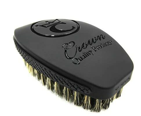 Crown Quality Products 360 Sport Wave Caesar 2.0 Boar Bristle Hairbrush, Medium, Triple Black - Non-Slip Grip, Waterproof Design - The Ultimate 360 Wave Brush