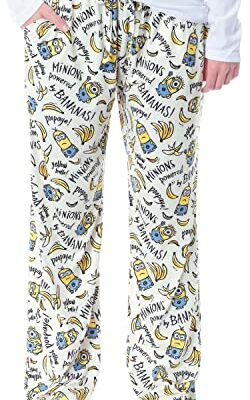 Despicable Me Womens' Minions Powered by Bananas Sleep Pajama Pants (Large) White