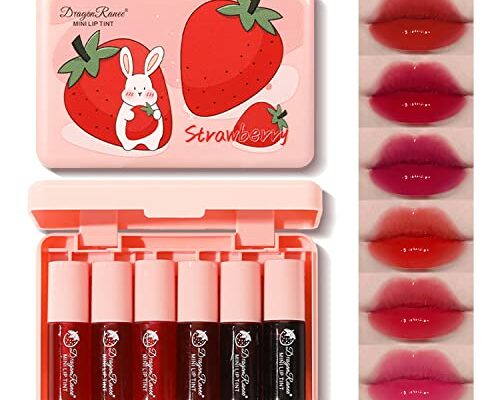 Eakroo 6 Colors Lip Tint Stain Mini Liquid Lipstick, Korean Lip Gloss Moisturizing Natural, Multi-Use Lip and Cheek Tint, Non-Stick Cup, Lightweight, High Pigment, Long-Lasting, Vivid Color