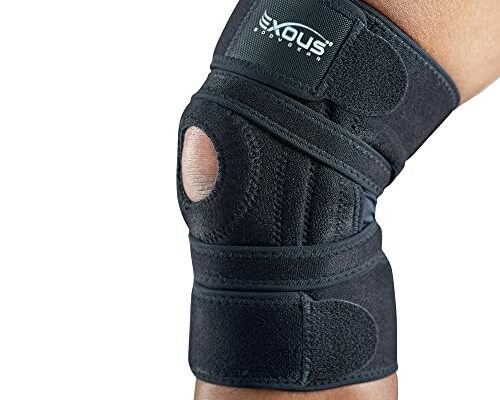 EXOUS BODYGEAR Knee Brace Meniscus Tear Support For Arthritis Acl, Mcl Pain Patented 4-way Adjustable Wraparound Strap Dual Side Stabilizer For Patella Stability Size [medium]