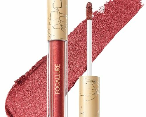 FOCALLURE Metallic Liquid Lipstick,Non Stick Cup Lip Gloss,High Impact Lip Color with Transfer-proof Wear,Long Lasting & Waterproof Lipstick Makeup for Women,RD02 Painkiller