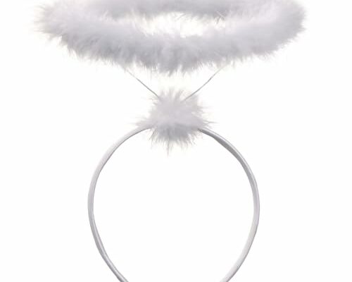 Funcredible White Angel Halo Headband - Feathered Angel Halo - Halloween Headband - Angel Costume Accessories - Angel Costume for Women, Men and Kids