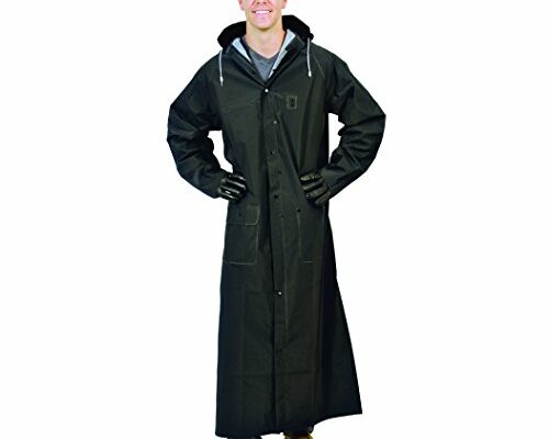 Galeton 12560-L-BK Repel Rainwear 0.35 mm PVC 60" Raincoat for More Coverage, Large, Black