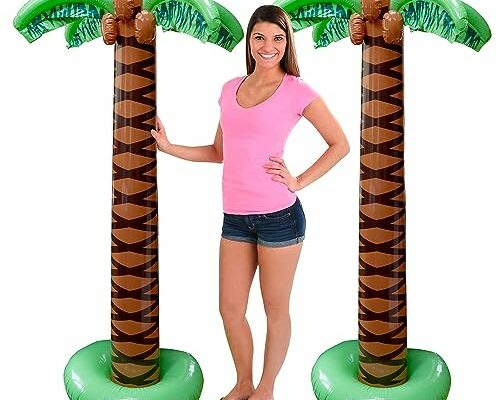 Giant Inflatable Palm Trees - 2 Pack - 6 Foot Super Sturdy Trees for Luau Parties, Beach Decor, Poolside Ambiance, Tropical Theme Decor & Outdoor Fun, Easy Inflation