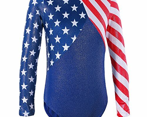 Gymnastics Leotards for Toddler Girls Patriotic Sparkle Red Blue Athletic Dancewear B146_US_14A