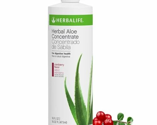 Herbalife Herbal Aloe Concentrate Pint: Cranberry Flavor 16 FL Oz (473 ml) for Digestive Health with Premium-Quality Aloe, Gluten-Free, 0 Calories, 0 Sugar, Naturally Flavored