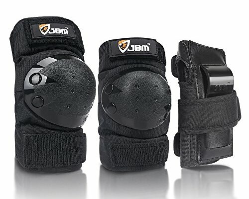 JBM international Adult / Child Knee Pads Elbow Pads Wrist Guards 3 In 1 Protective Gear Set, Black, Youth / Child