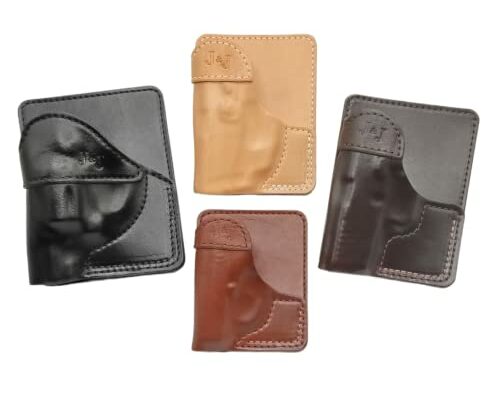 J&J Formed Wallet Style Premium Leather Rear/Cargo Pocket Holster - Fits Smith & Wesson Bodyguard 2.0 380 (Black, Right)