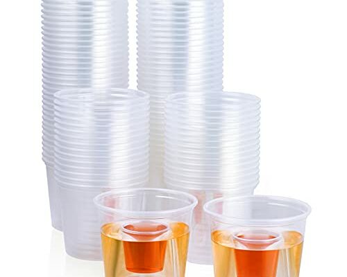 JOLLY CHEF 200 Disposable Bomber Cups Jager Bomb Shot Glasses plastic, Highly Durable and Reusable Shot Cups,Perfect for for Wedding, Thanksgiving, Halloween, Christmas Party