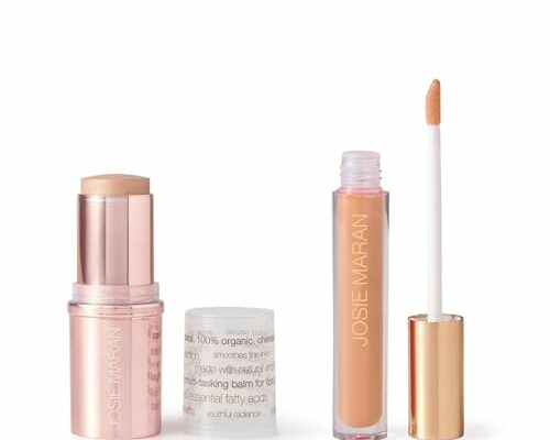 Josie Maran Color Stick & Lip Gloss Makeup Set - Argan Oil-Based Makeup Balm for Lips, Cheeks & Eyes + Hyaluronic Acid Infused Plumping Lip Gloss (2 Piece Set)