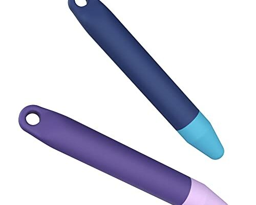 Kid-Friendly Pens for Touch Screens - 2 Pack of Purple and Blue Stylus Pens Compatible with Kindle, iPad, iPhone