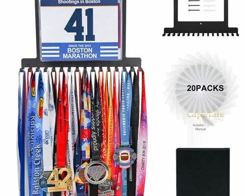 Lapetale Fashion Race Medal Holder Wall Hanger,Race Medal Hanger Display for Runners with Bib Vinyls Hooks,Marathon Race Medal Holder Display Wall Hanger,Medal Holder DisplayEasy to Use