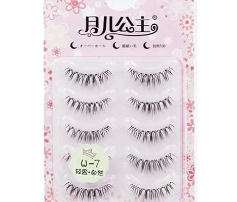 LASGOOS Fake Eyelashes Natural Look False Eye Lashes Daily Strip Cross Clear Band 5-7mm Cross Cute Lashes Invisible band Lash for Wedding Daily Work Eye Makeup 5 Pairs W7