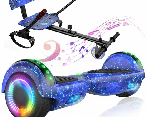 LIEAGLE Hoverboard Go Kart Combo, Hoverboards with Seat Attachment, 6.5" Self Balancing Scooter with Bluetooth LED Lights, Go Karts Hover Board for Kids Adults