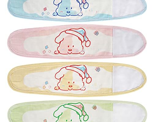 Liitrton 4 PCS Cartoon Pattern Cotton Baby Infant Umbilical Cord Belly Band for 0-12 months (Random Color, Cute Dog)