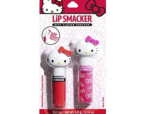 Lip Smacker Lippy Pals Swirls, Sanrio Hello Kitty, Flavored Moisturizing & Smoothing Soft Shine Lip Balm, Hydrating & Protecting Fun Tasty Glossy Finish, Cruelty-Free & Vegan - Cheerful Cherry, Kiwi