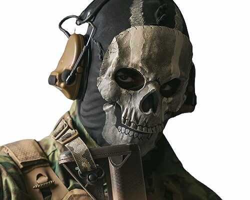 Lyxaof Ghost Balaclava Skeleton Ski Mask Ghost Cod Halloween Cosplay Costume Ghost Balaclava MW2 Windproof Face Skull Masks (#01)