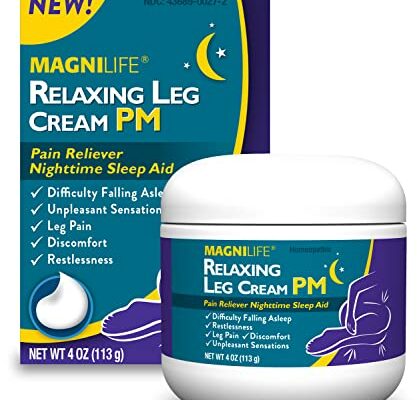 MagniLife Relaxing Leg Cream PM, Deep Penetrating Topical for Pain and Restless Leg Syndrome Relief, Naturally Soothe Cramping, Discomfort, and Tossing with Lavender and Magnesium - 4oz