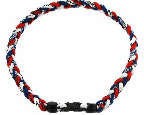 MapofBeauty 18" Sport Three Colors Three Braided Rope Tornado Necklace (Dark Blue/Red/White)