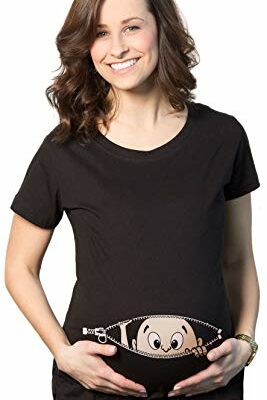 Maternity Baby Peeking T Shirt Funny Pregnancy Tee for Expecting Mothers Funny Graphic Maternity Tee Funny Maternity T Shirt Funny Maternity Shirts Black L