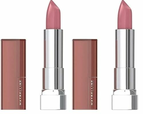 Maybelline Color Sensational Lipstick, Lip Makeup, Cream Finish, Hydrating Lipstick, Nude, Pink, Red, Plum Lip Color, Warm Me Up, 0.15 oz; (Packaging May Vary) (Pack of 2)