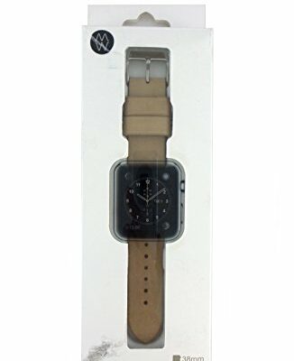 Monowear Premium Leather band in Beige for 38mm Apple Watch Sport Matte Silver