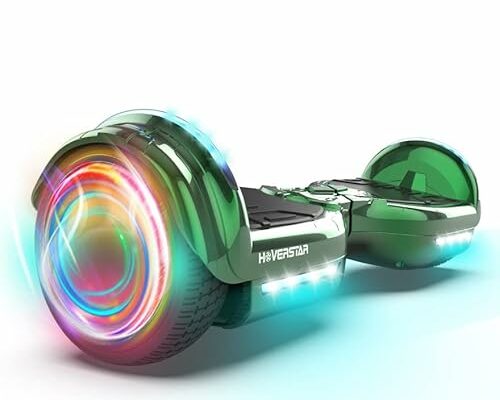 Newest Bluetooth Hoverboard, LED Wheels Chrome Color Self Balance Scooter for Kids, Teenager (Chrome Green)