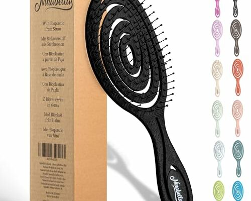 Ninabella Organic Detangling Hair Brush for Women, Men & Children - Does not Pull on Hair - Hair Straightening Brushes for Straight, Curly & Wet Hair - Unique Spiral Hairbrush