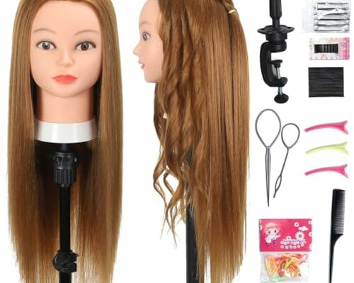 Opini Mannequin Head with Hair 80% Human Hair Straight 26"-28" Doll Head with Hair Cosmetology Mannequin Head Human Hair for Hairdresser (#27 Light brown)