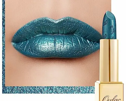 Oulac Halloween Green Lipstick for Women with Metallic 3D Shine, Lightweight Hydrating Formula, High-Impact Lip Color, Vegan Beauty, Full Coverage Lip Makeup, Turquoise (20)