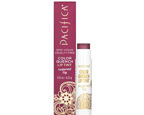 Pacifica Beauty Color Quench Tinted Lip Balm, Sugared Fig, Makeup, Sheer Lip Color, Coconut Oil, Cocoa Butter, Vitamin E, Moisturizing, Hydrating, Lip Tint, Lip Care, Vegan, 0.15 oz (1 Count)