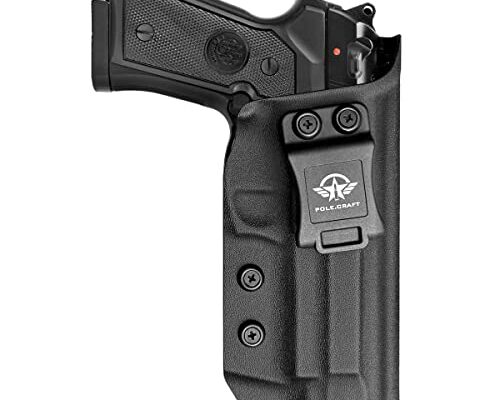 POLE.CRAFT Beretta 92FS 92A1 96A1 Holster IWB Kydex Holster for Beretta 92 A1 / 96 A1 / 92 FS Pistol Case - Inside Waistband Concealed Carry - Beretta 92A1 96A1 92FS Accessories (Black, Right Hand)