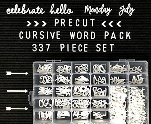 Precut Letter Board Letters and Cursive Word Pack - Sorted Alphabetically in Organizer - 337 Pieces Includes Days of Week, Months and Celebration Words (Letters, Words and Organizer Only)