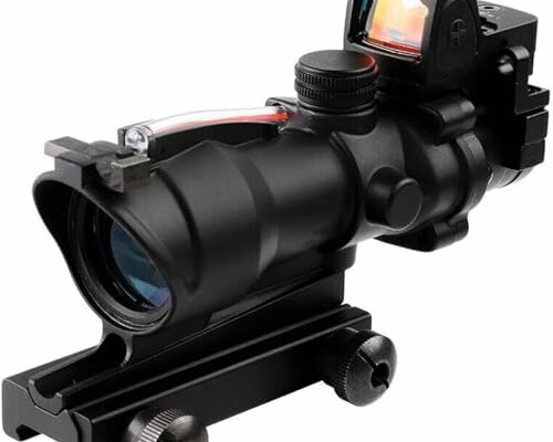 Prism Scope 4X32 Red Fiber Optics Red Dot Sight Black