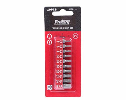 Protorq TORX PLUS IPR, Torx Plus 5-Point Tamper-Proof Security Bits (IPR 7-IPR 40), 25mm, 10 -Pieces, High Grade S2 Steel