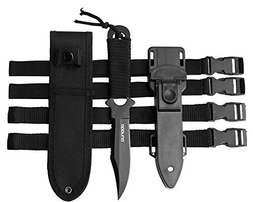 punada Dive Knife - Diving Knife with holster, Thigh Scuba Knife with 2 Types Sheath 2 Pairs Leg Straps, Black Premium Divers Knives Shears for Outdoor Spearfishing, Snorkeling