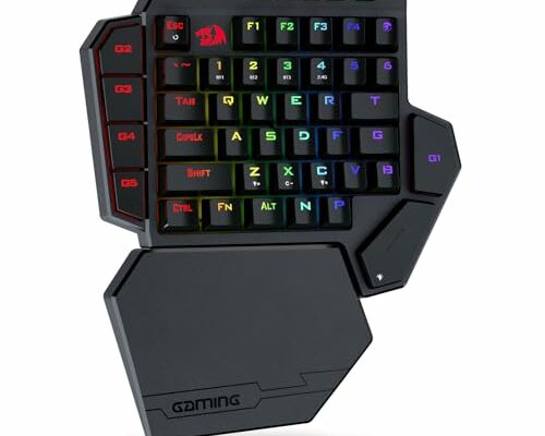 Redragon K585 DITI One-Handed RGB Mechanical Gaming Keyboard, 42 Keys Type-C Professional Gaming Keypad w/Upgraded Hot-Swappable Socket, 7 Onboard Macro Keys & Detachable Wrist Rest