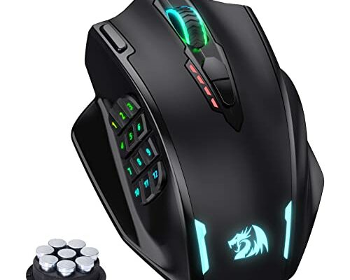 Redragon M908 Impact RGB LED MMO Gaming Mouse with 12 Side Buttons, Optical Wired Ergonomic Gamer Mouse with Max 12,400DPI, High Precision, 18 Programmable Macro Shortcuts, Comfort Grip