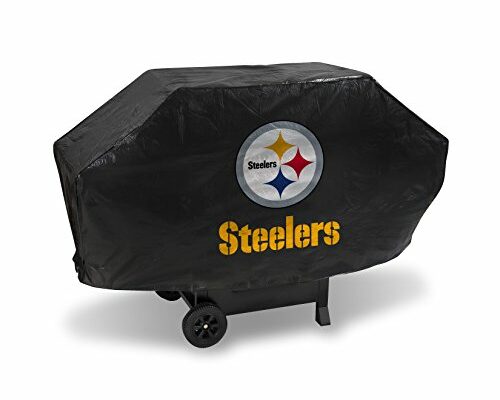 Rico Industries NFL Pittsburgh Steelers Black Deluxe Grill Cover Deluxe Vinyl Grill Cover - 68' Wide/Heavy Duty/Velcro Staps