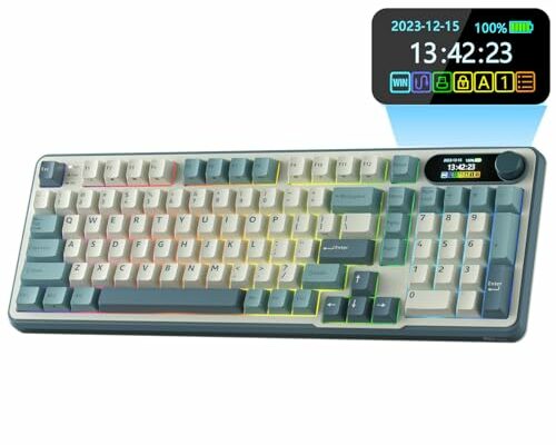 RK ROYAL KLUDGE S98 Mechanical Keyboard w/Smart Display & Knob, Top Mount 96% Wireless Mechanical Keyboard BT/2.4G/USB-C, Hot Swappable, Software Support, Creamy Sounding, 98 Keys